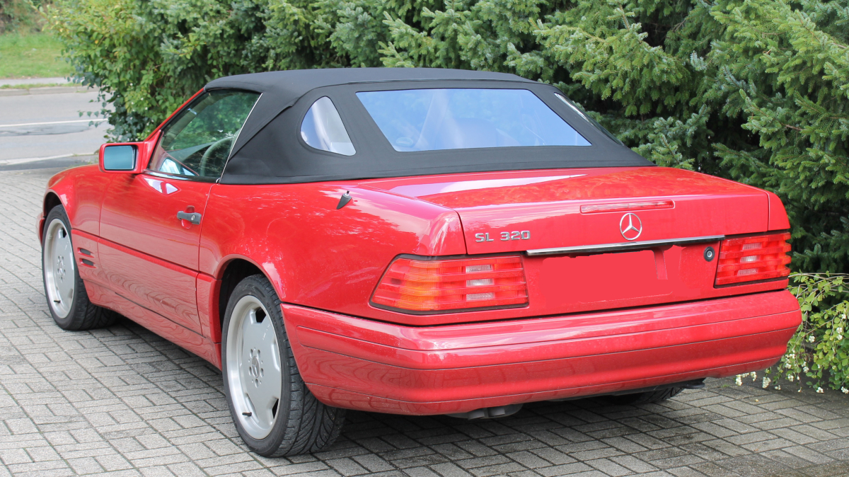 rot auto, Cabrio, Mercedes SL, Zweidürig, Rückleuchten, auto, Mercedes SL, roter Wagen, Cabrio, Kofferraum